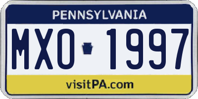 PA license plate MXO1997