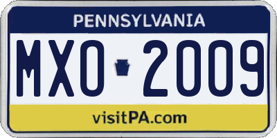 PA license plate MXO2009
