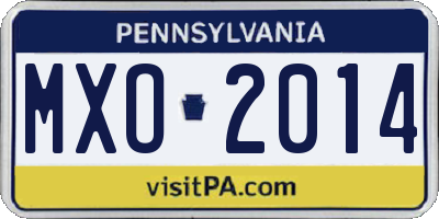 PA license plate MXO2014