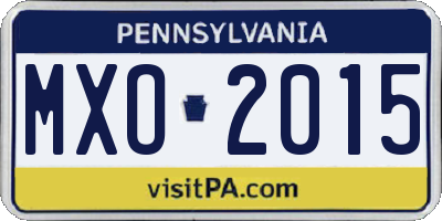 PA license plate MXO2015