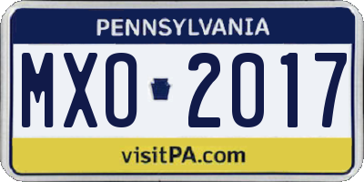 PA license plate MXO2017