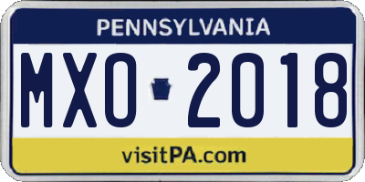 PA license plate MXO2018
