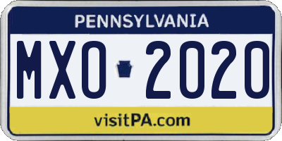 PA license plate MXO2020