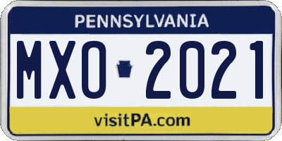 PA license plate MXO2021