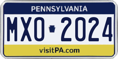 PA license plate MXO2024