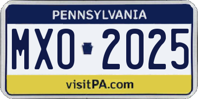 PA license plate MXO2025
