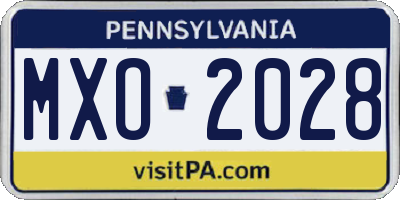PA license plate MXO2028