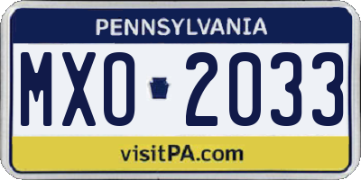PA license plate MXO2033