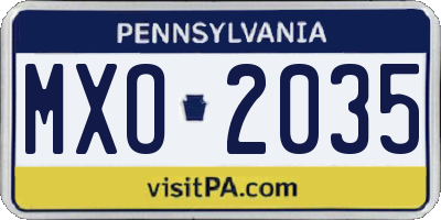 PA license plate MXO2035