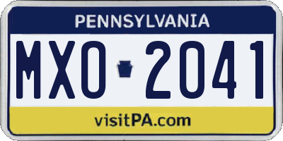 PA license plate MXO2041