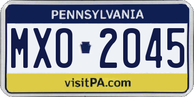 PA license plate MXO2045