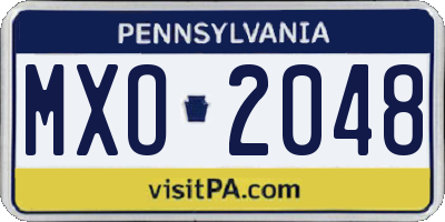 PA license plate MXO2048