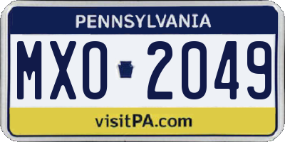 PA license plate MXO2049