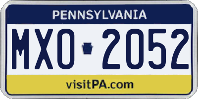 PA license plate MXO2052