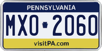 PA license plate MXO2060