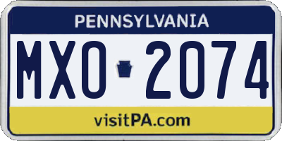 PA license plate MXO2074