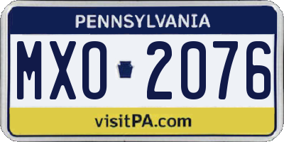 PA license plate MXO2076