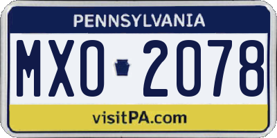 PA license plate MXO2078