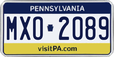 PA license plate MXO2089