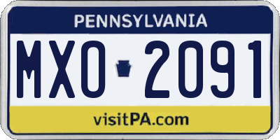 PA license plate MXO2091