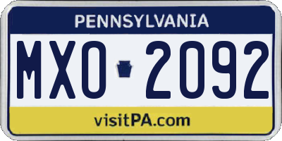 PA license plate MXO2092