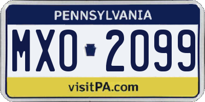 PA license plate MXO2099