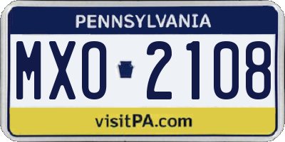 PA license plate MXO2108