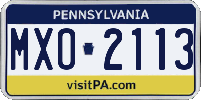 PA license plate MXO2113