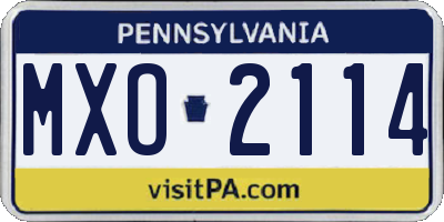 PA license plate MXO2114