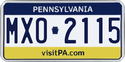 PA license plate MXO2115