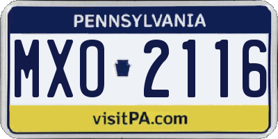 PA license plate MXO2116