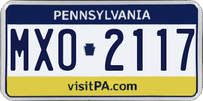 PA license plate MXO2117