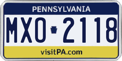 PA license plate MXO2118