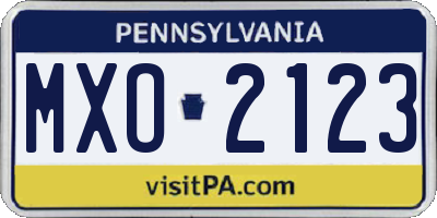 PA license plate MXO2123