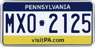 PA license plate MXO2125