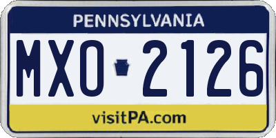 PA license plate MXO2126