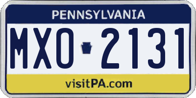 PA license plate MXO2131