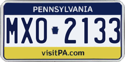 PA license plate MXO2133