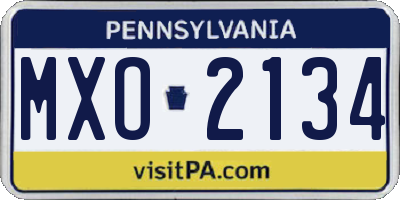 PA license plate MXO2134