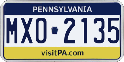 PA license plate MXO2135