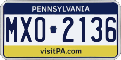 PA license plate MXO2136