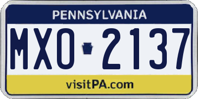 PA license plate MXO2137
