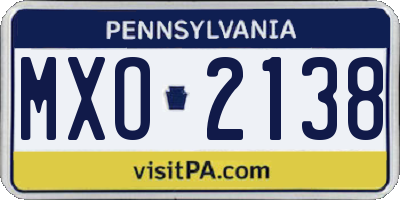 PA license plate MXO2138