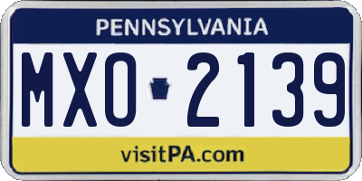 PA license plate MXO2139