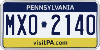 PA license plate MXO2140