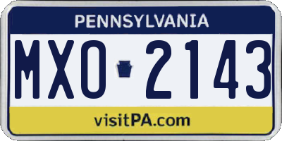 PA license plate MXO2143