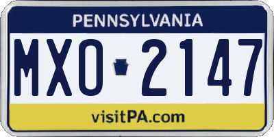 PA license plate MXO2147