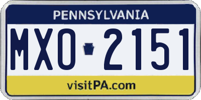 PA license plate MXO2151