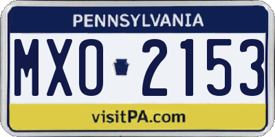 PA license plate MXO2153