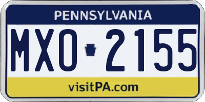 PA license plate MXO2155